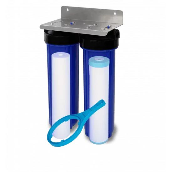2 Stage 20 Inch Big Blue Filter System Complete With 50 Micron Sediment